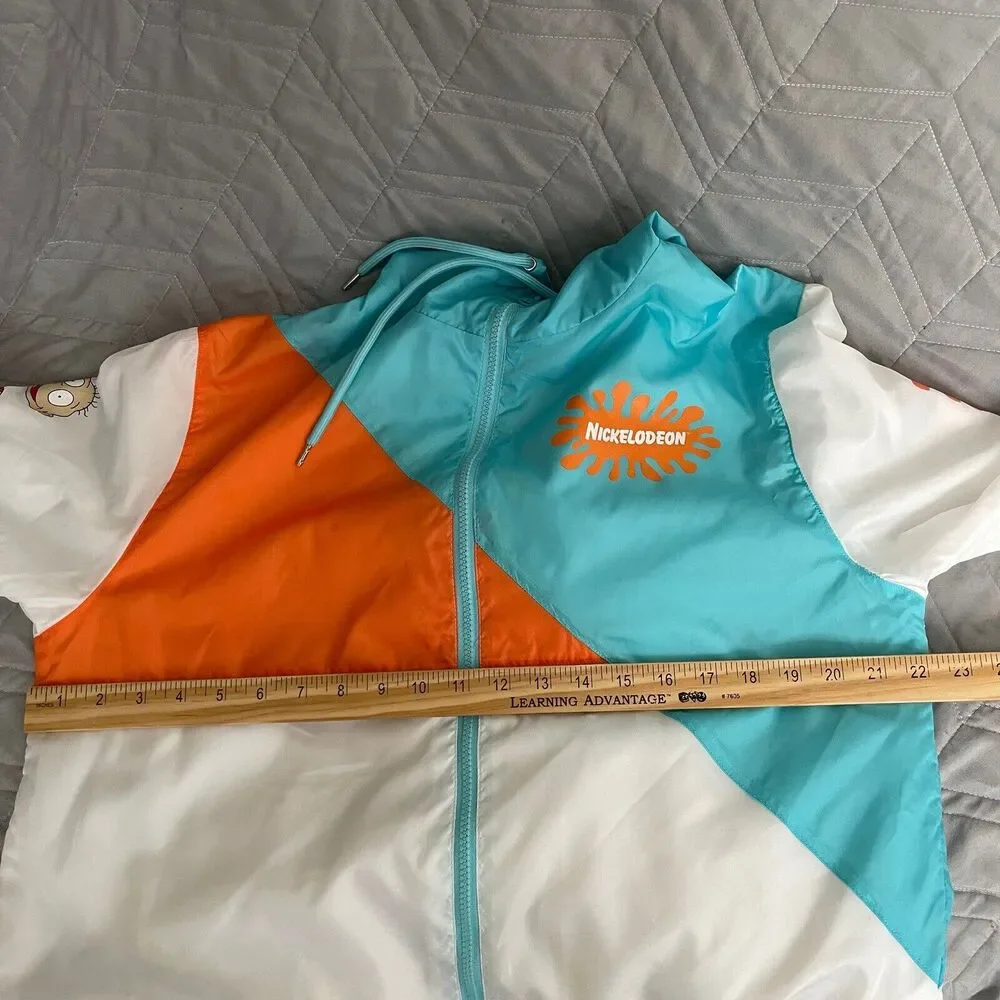 Nickelodeon Jacket Men’s Size Medium Blue White Windbreaker 90s Cartoons Fullzip - Picture 11 of 14